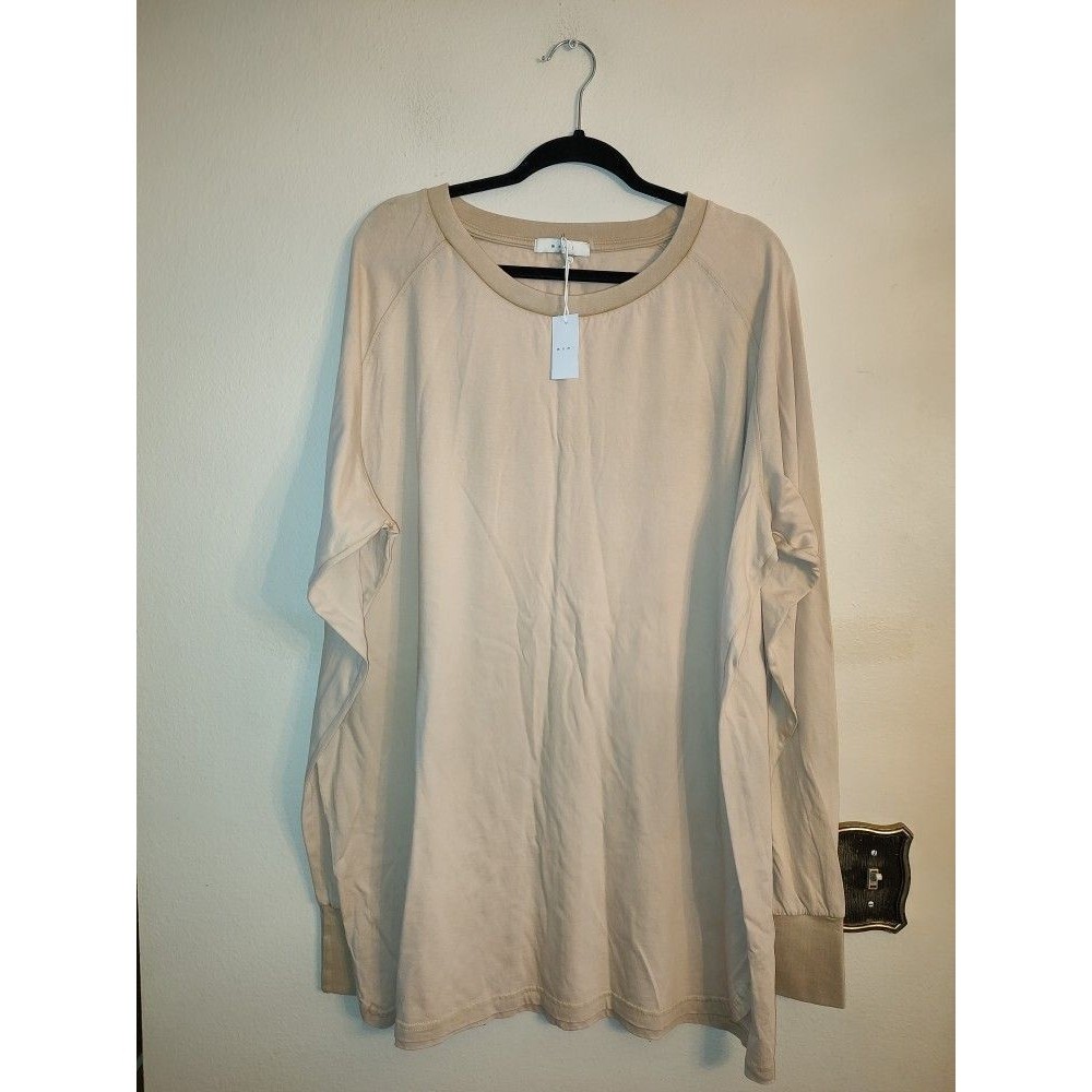 NWT Big & Tall Men's MNML Cotton Beige Long Sleeve T Shirt Sz XXL Pit to pit 29"